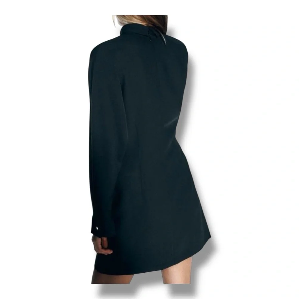 🖤 ZARA Black Choker Neck Long Sleeve Mini Dress – Size L| Sleek & Sexy - Picture 4 of 7